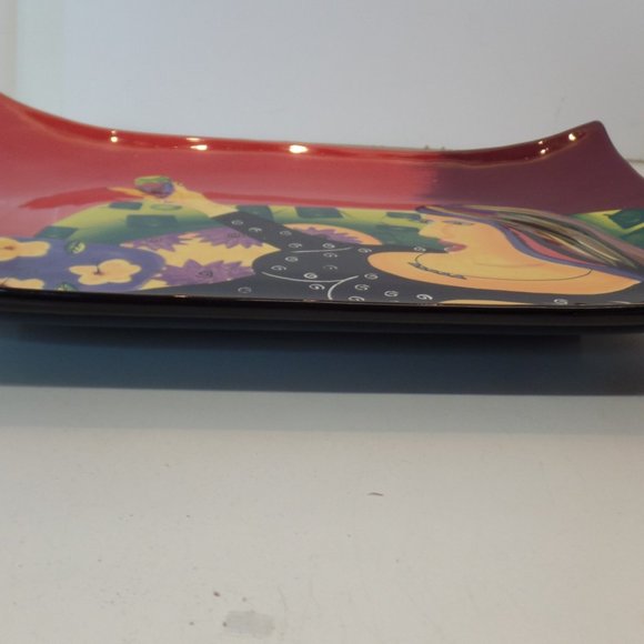 Naylor Designs 2004 Hand Painted Ceramic Hanging Plate 13.5" L X 9.5" T Lady Sip - Picture 9 of 12